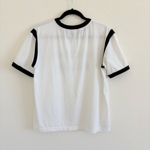 White/Black T-Shirt Womens Medium 100% Cotton Designer Inspired - Picture 8 of 11